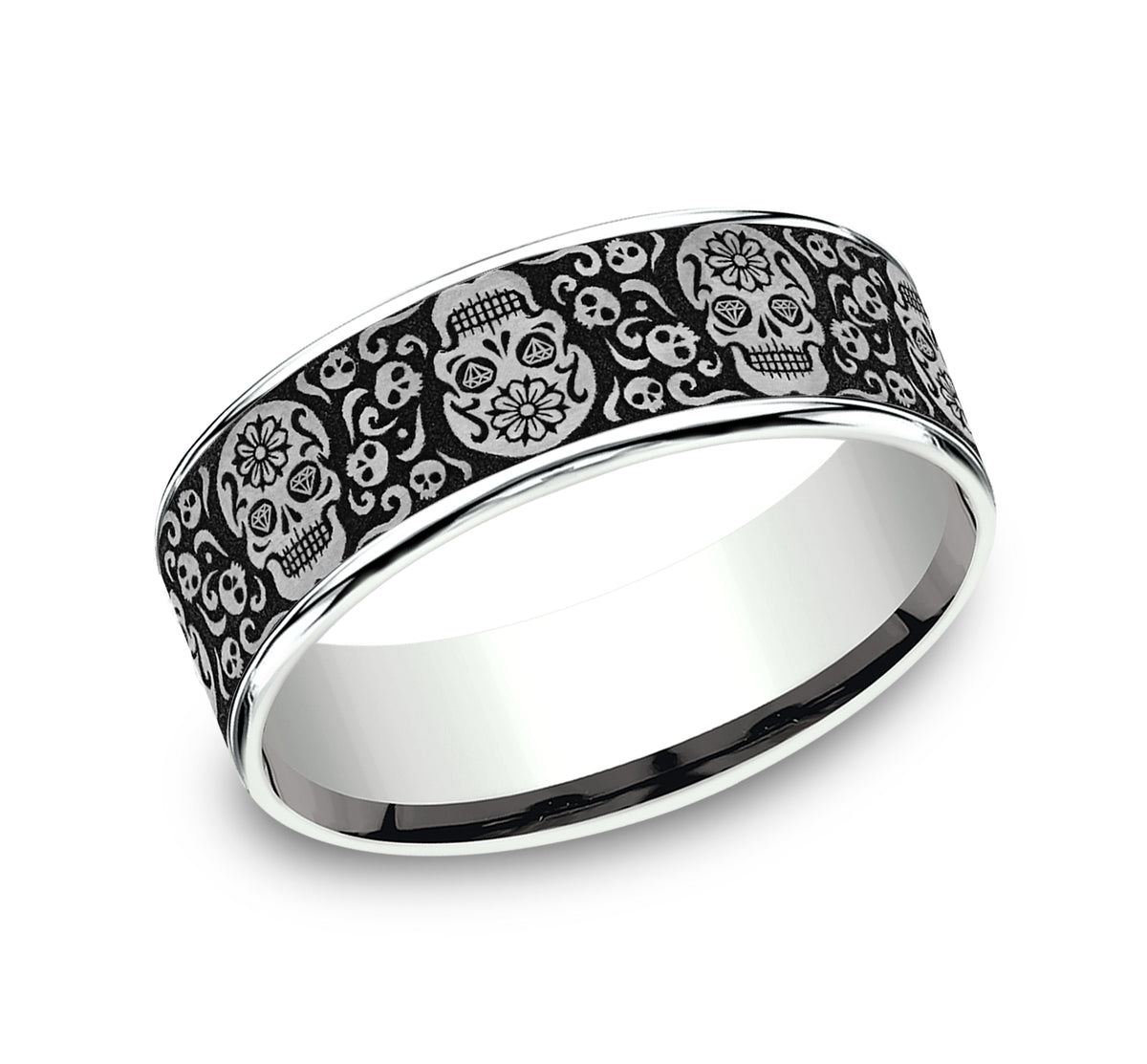 THE SUGAR SKULL - 14K White Gold / Grey/Black Titanium