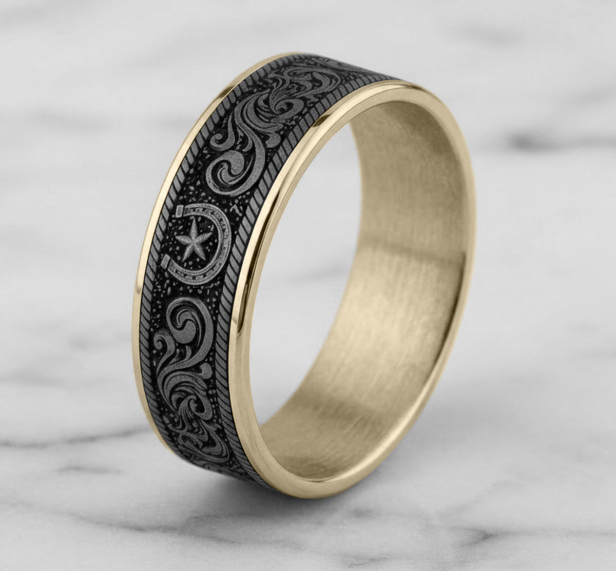 THE HORSESHOE SCRIPT - 14K Yellow Gold / Grey Tantalum - image 4