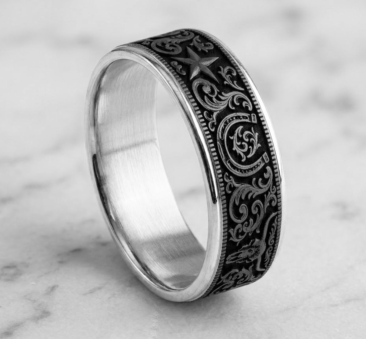THE WESTERN SCRIPT - 14K White Gold / Grey Tantalum - image 4