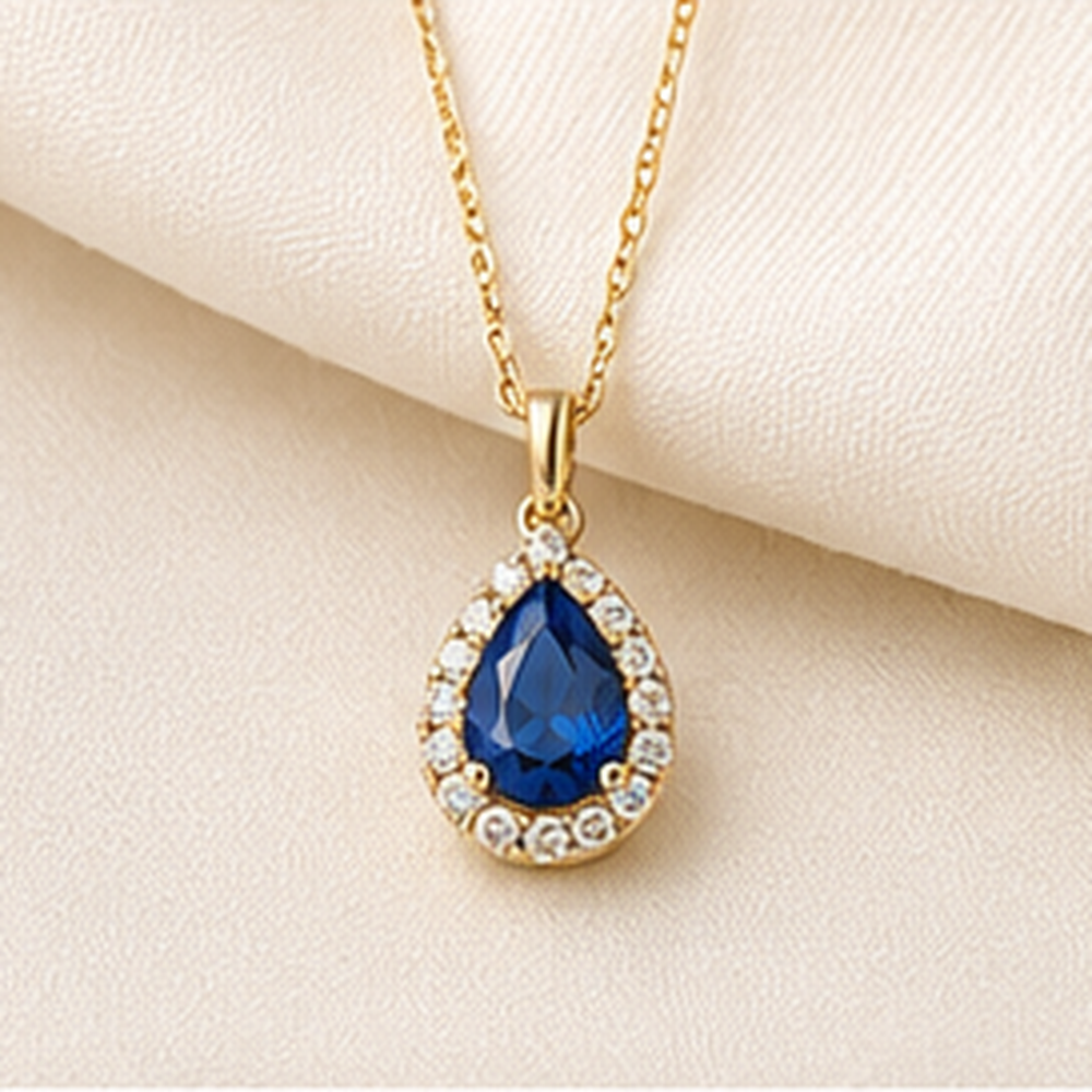 Sapphire Drop Pendant Necklace