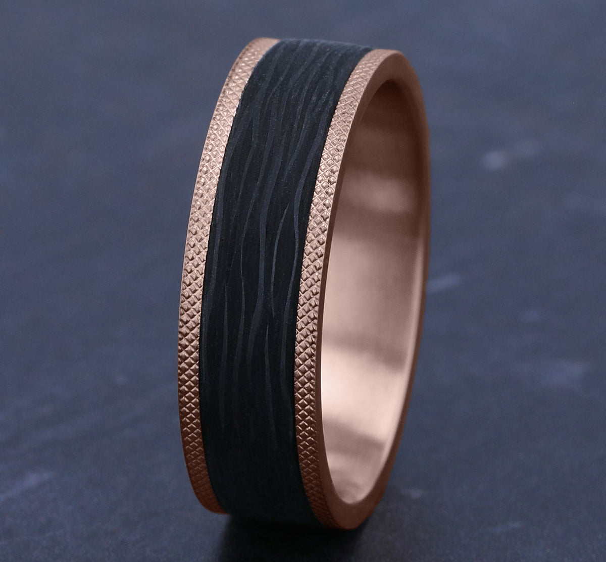 THE OBSIDIAN - 14K Rose Gold / Forged Carbon Fiber - image 4