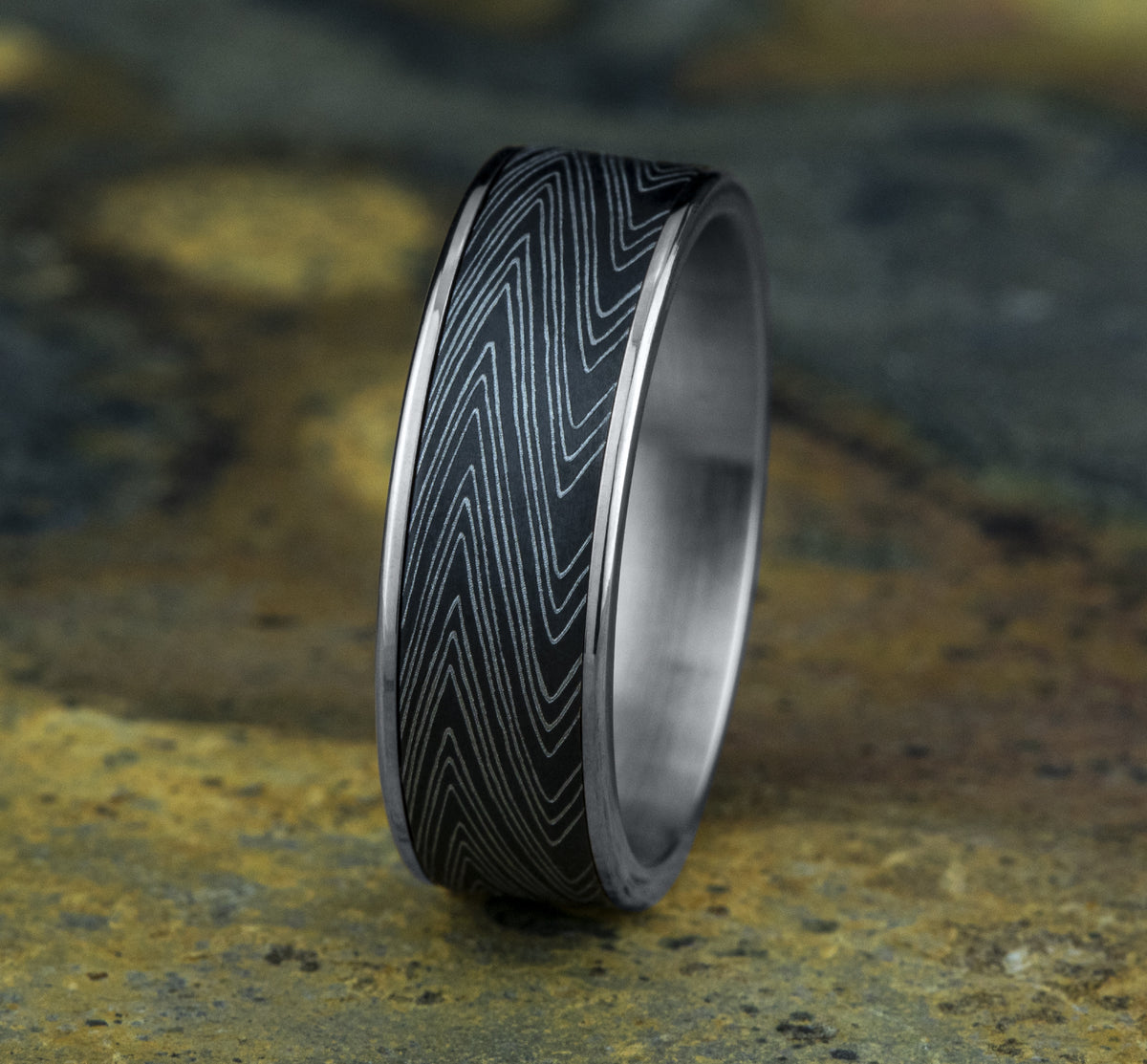 THE HERRINGBONE - 14K White Gold / Darkened Tantalum - image 4