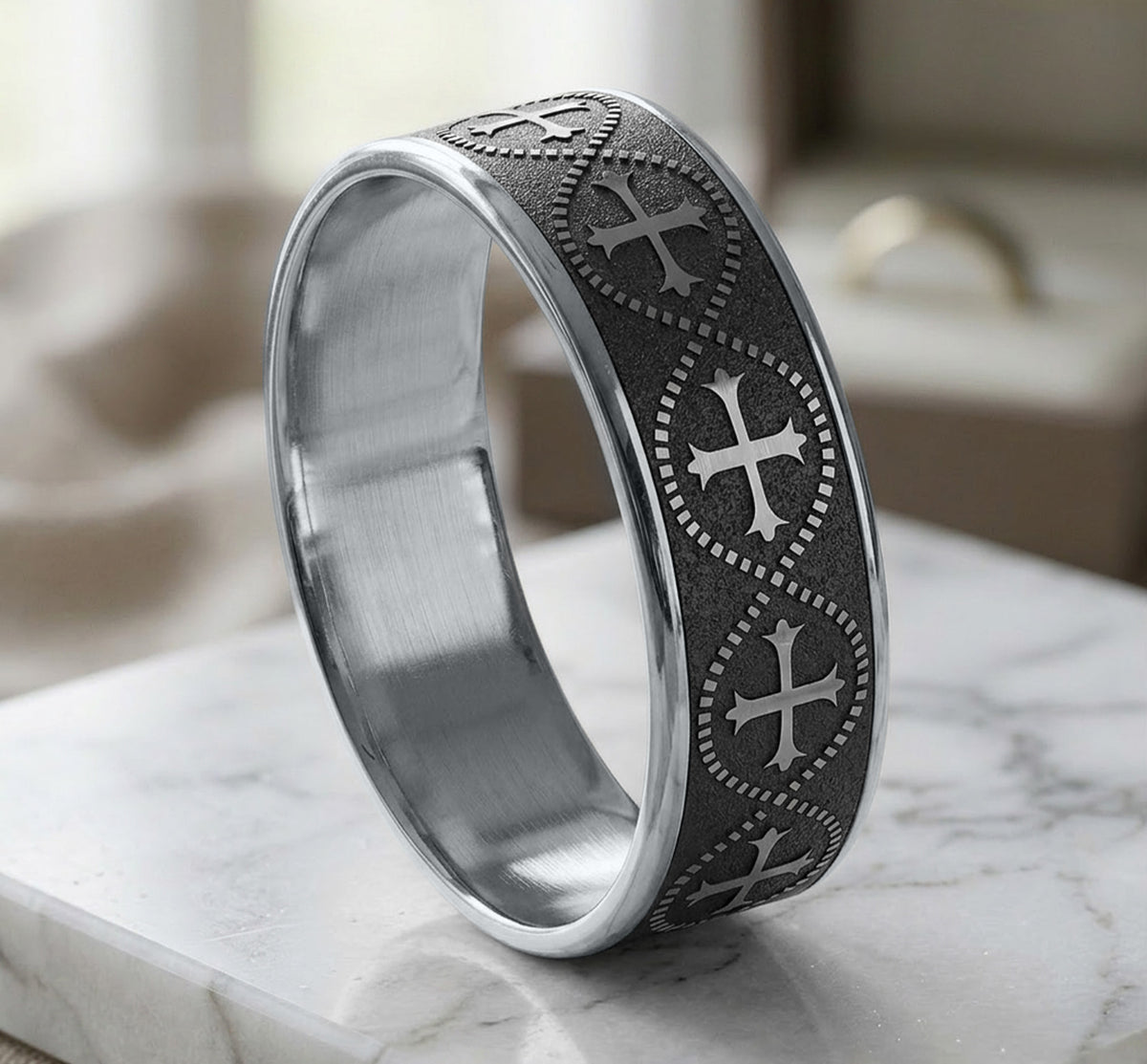 THE CRUSADER - 14K White Gold / Grey Tantalum - image 4