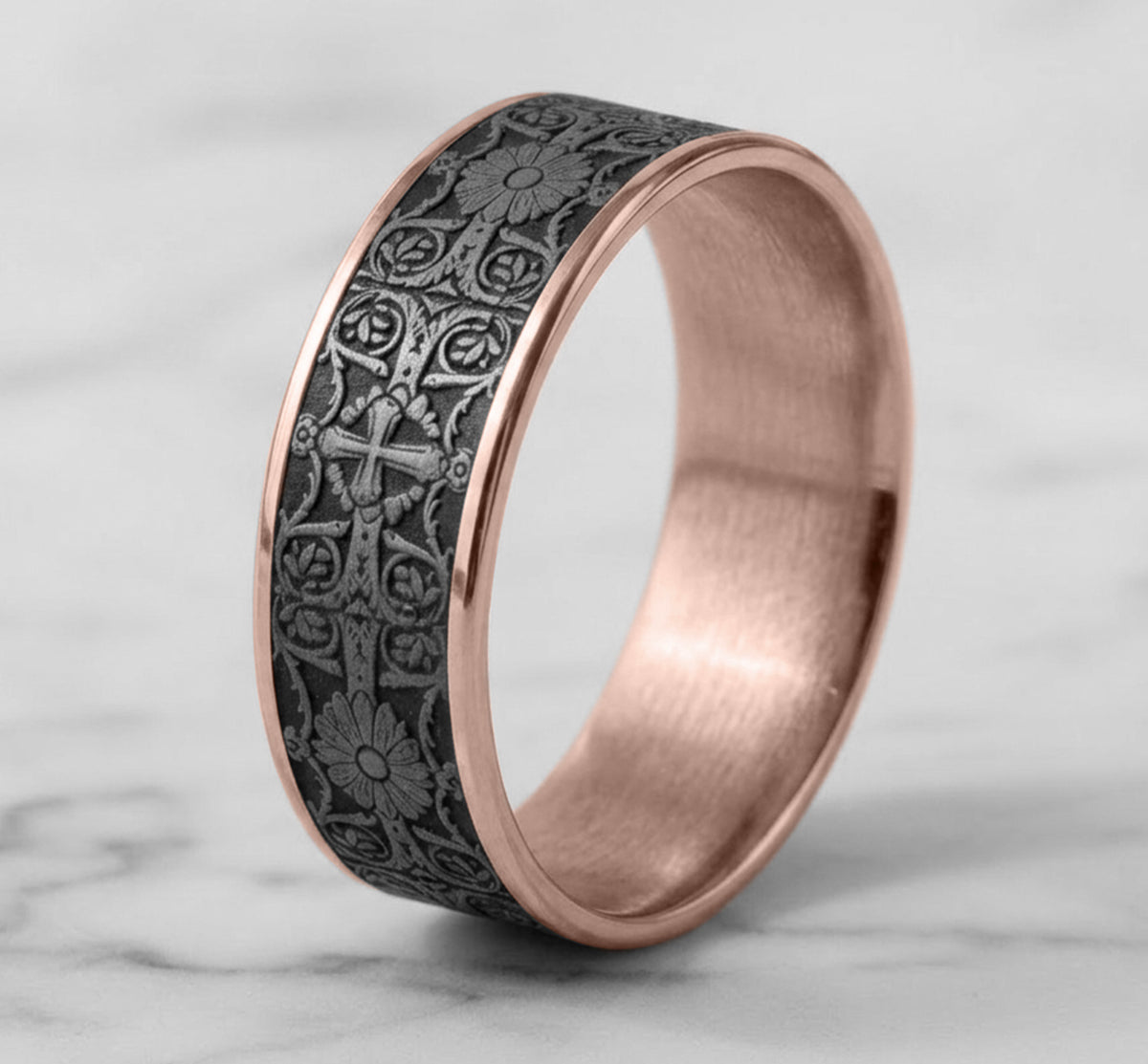 THE CROSS TILES - 14K Rose Gold / Grey Tantalum - image 4