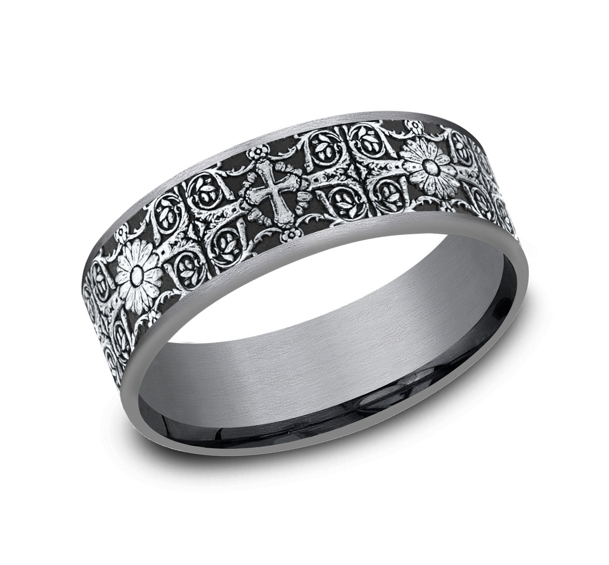THE CROSS TILES - Grey Tantalum / 14K White Gold