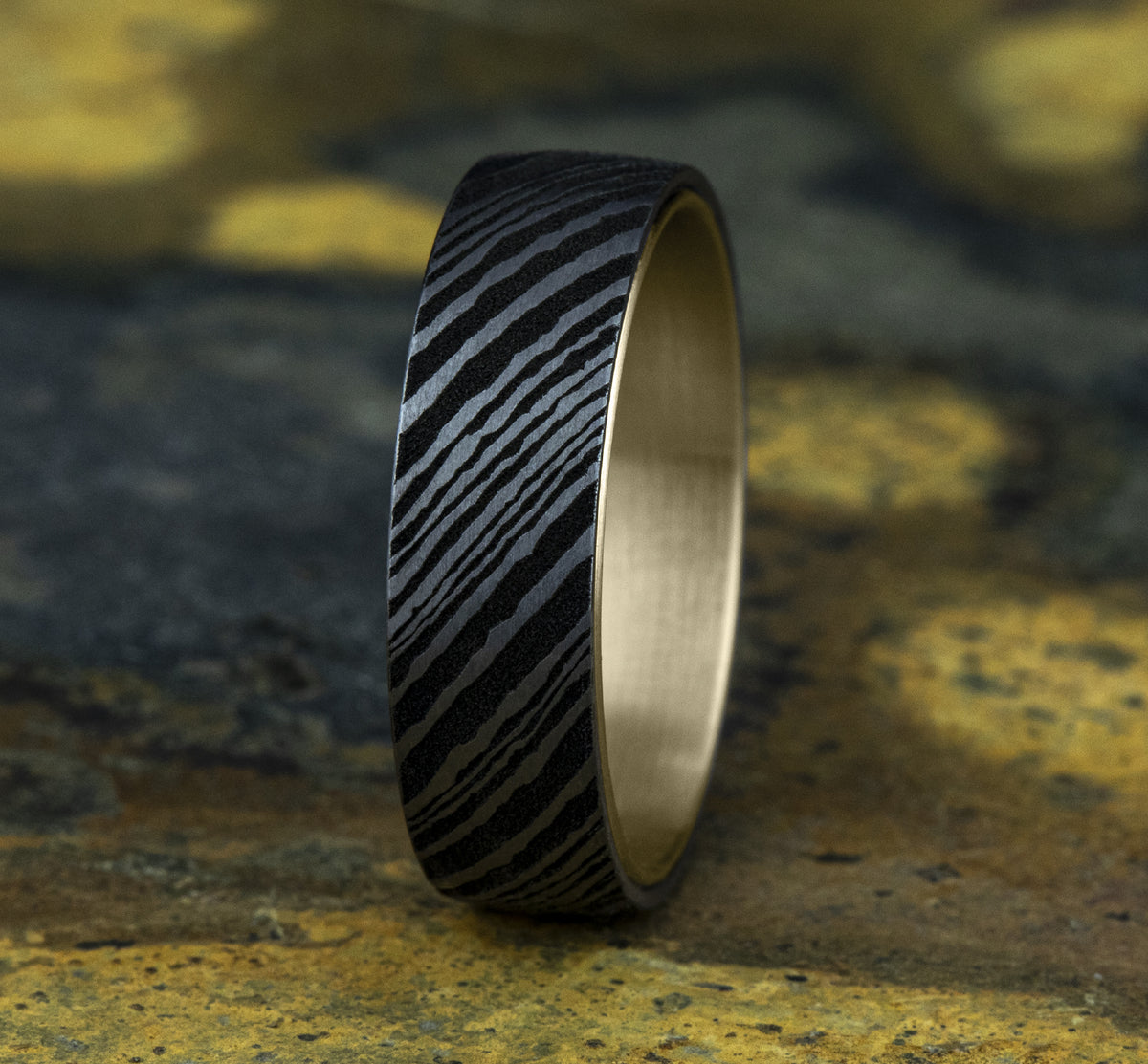 THE BLADE - 14K Yellow Gold / Damascus Steel/Damascus Steel outer design - image 4